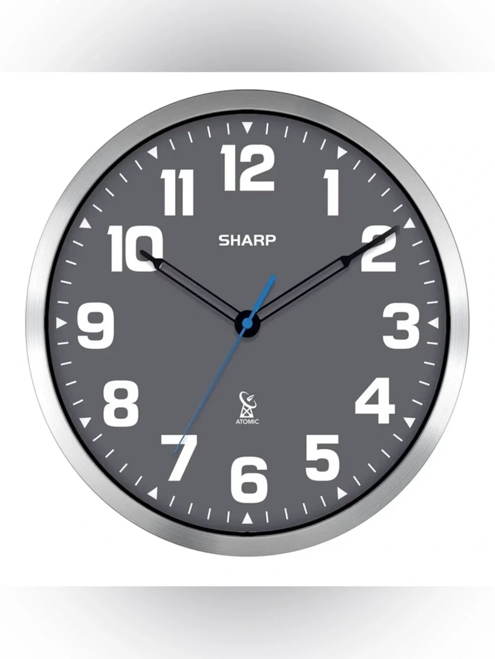 Sharp Gray Wall Clock with Silver Frame